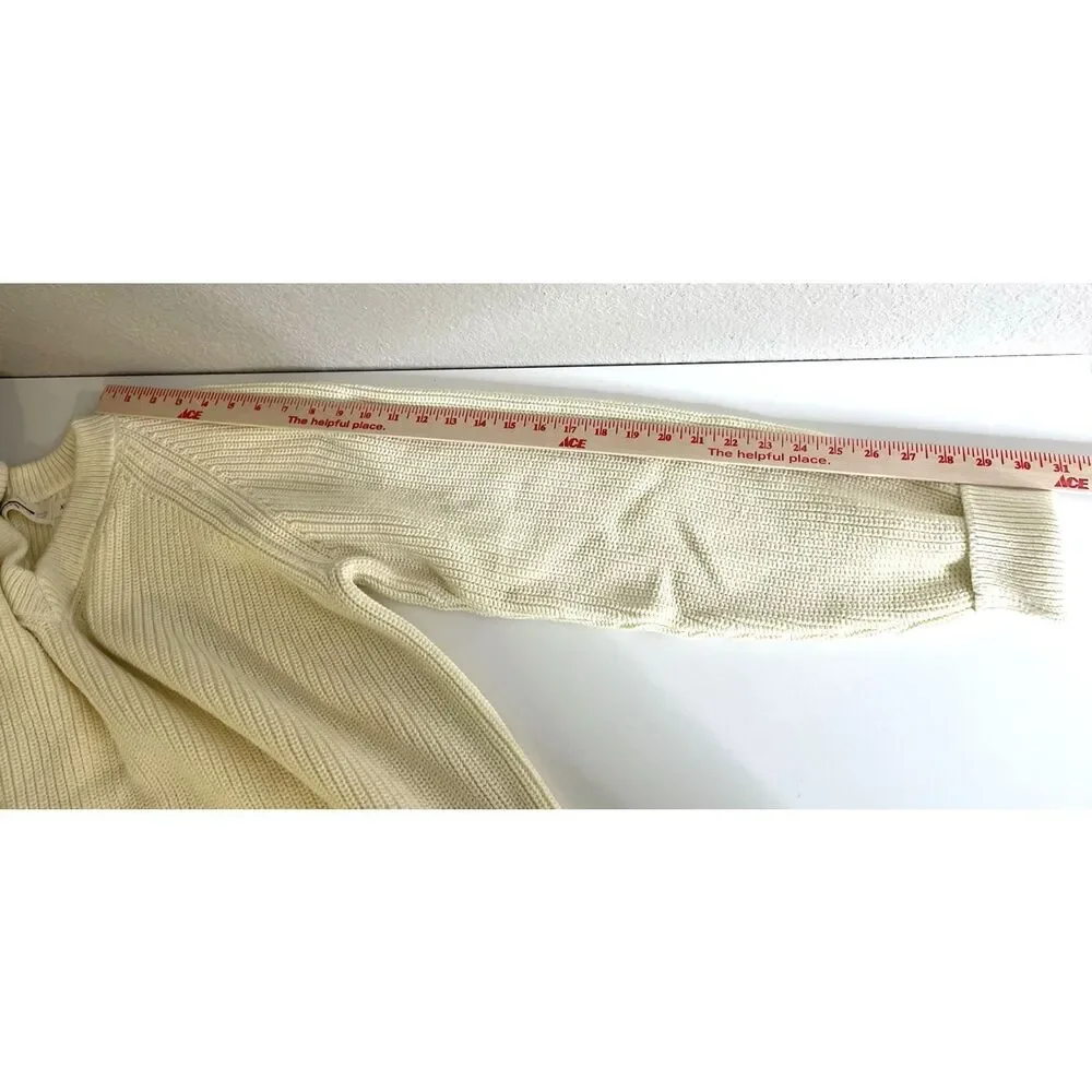 Guideboat Co Size XL 100% Cotton Fisherman Men's Sweater V Neck Ivory